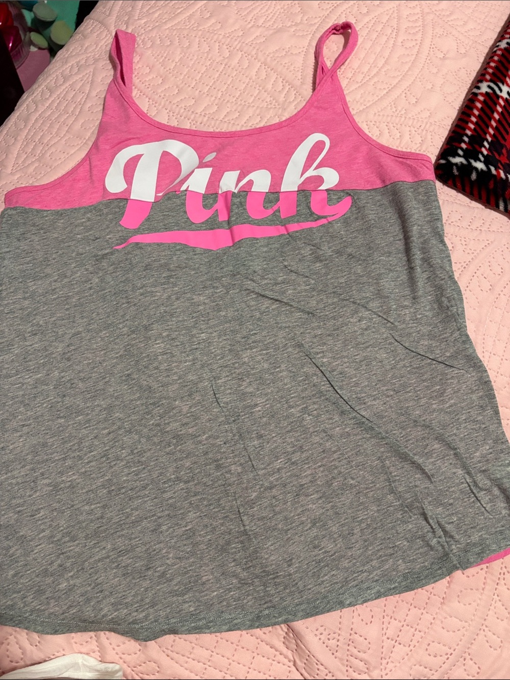 PINK Victoria's Secret Coral & Pink Logo Tank Tops - Picture 2 of 5